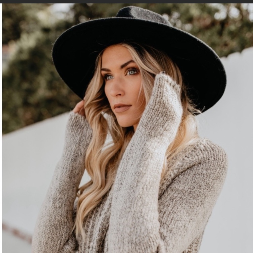 Anthropologie Black Wide-Brim Hat - Picture 2 of 12